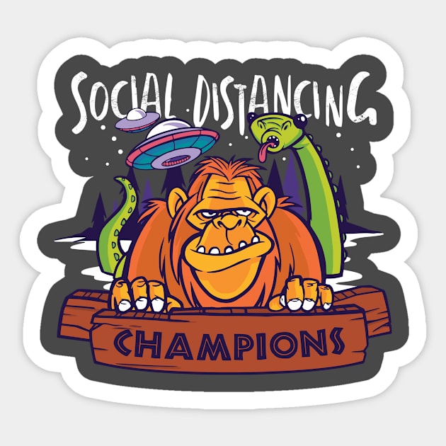 Bigfoot Social Distancing World Champion Sticker by elaissiiliass